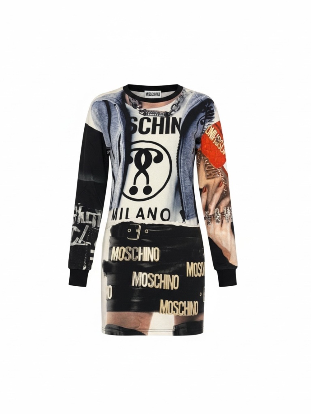 Moschino Multicolor Graphic Logo Sweatshirt Dress